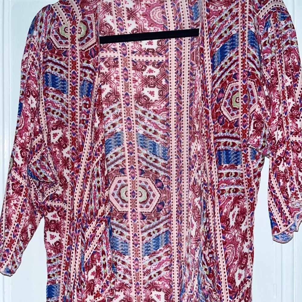 Bohemian Patterned Kimono - Red and Blue